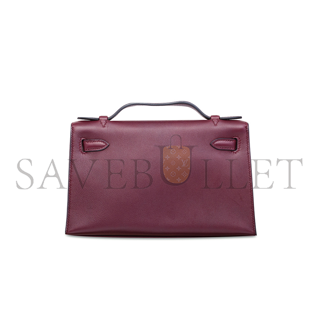 HERMÈS MASTER SWIFT LEATHER KELLY POCHETTE WITH PALLADIUM HARDWARE (22*14*7cm) 